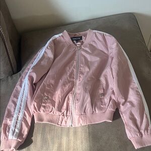 New Look Light Pink Bomber Jacket with White Stripes